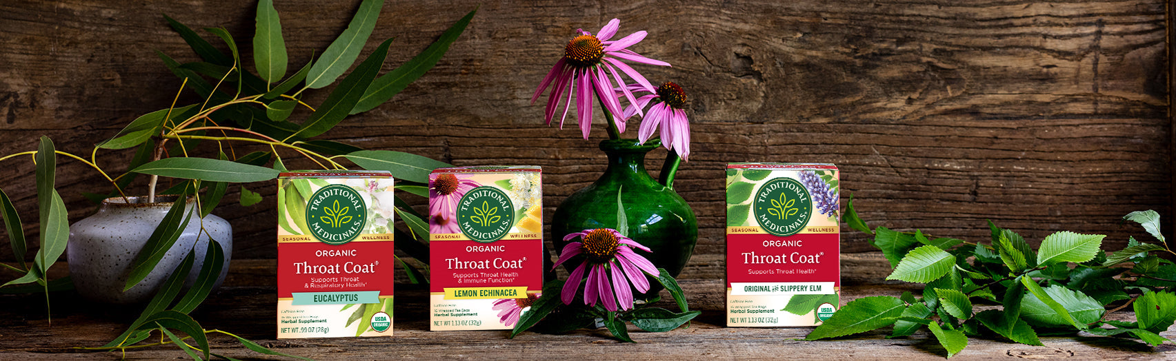 Lineup of our Throat Coat teas
