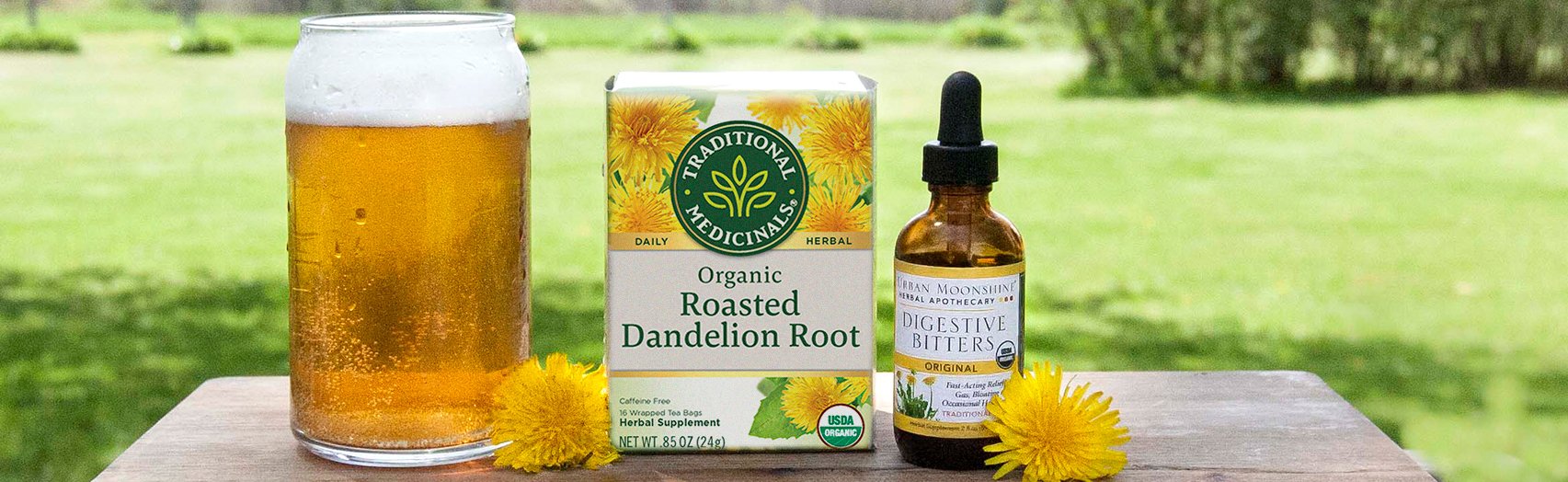 Roasted Dandelion tea with recipe ingredients