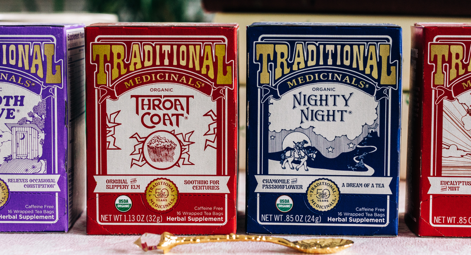 Retro Traditional Medicinals tea boxes