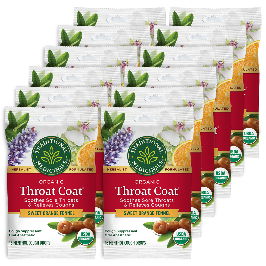 Packs of Throat Coat® Sweet Orange Fennel Lozenges provide cough relief with a soothing sweet orange fennel flavor for your sore throat. View 2