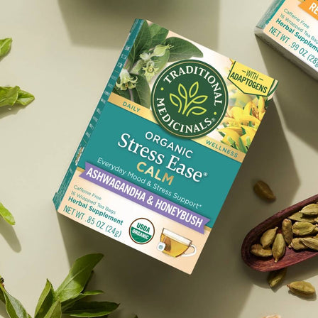 Traditional Medicinals Organic Stress Ease Calm Tea Ashwaganda & honeybush