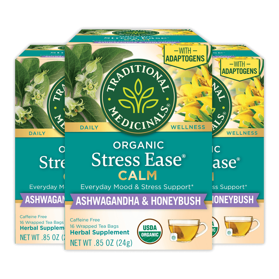 Traditional Medicinals Organic Stress Ease Calm Tea brewed