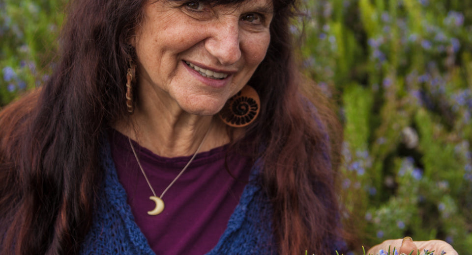 Rosemary Gladstar with herbs in hand