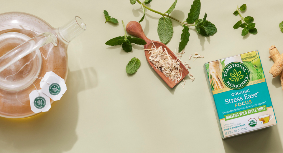 Stress Ease Focus box and teapot overhead photo