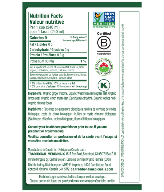 Organic Lemon Ginger Tea (Canada)