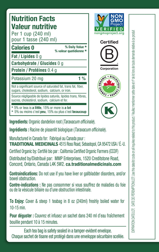 Organic Roasted Dandelion Root Tea (Canada)