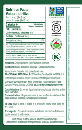 Organic Roasted Dandelion Root Tea (Canada)