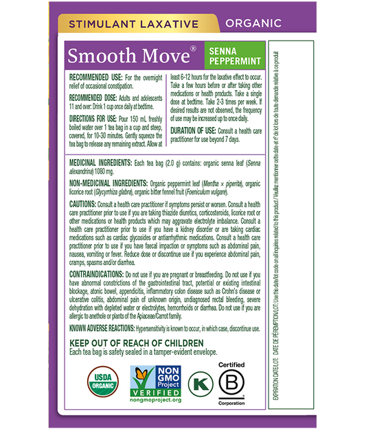 Organic Smooth Move® Peppermint Tea (Canada)