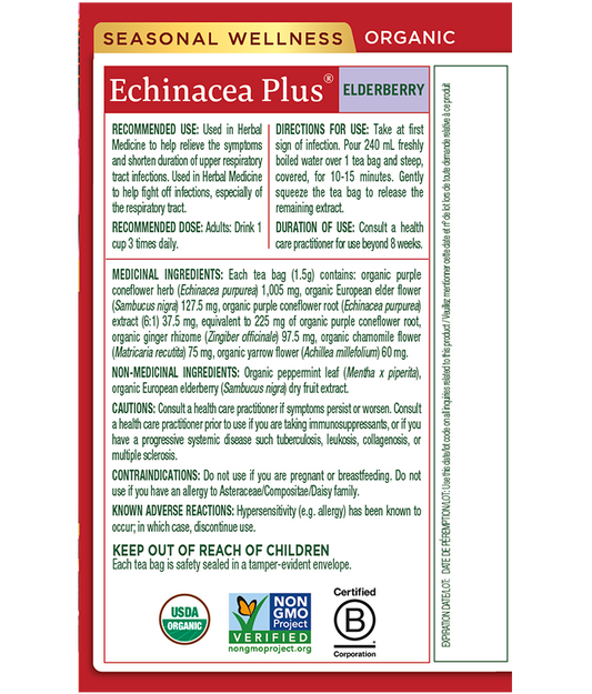 Organic Echinacea Plus® Elderberry Tea (Canada)