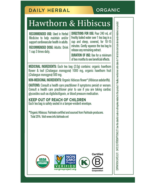 Organic Hawthorn & Hibiscus Tea (Canada)