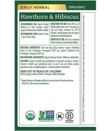 Organic Hawthorn & Hibiscus Tea (Canada)