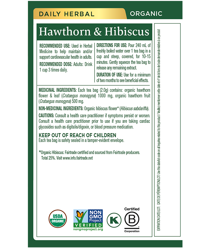 Organic Hawthorn & Hibiscus Tea (Canada) View 2