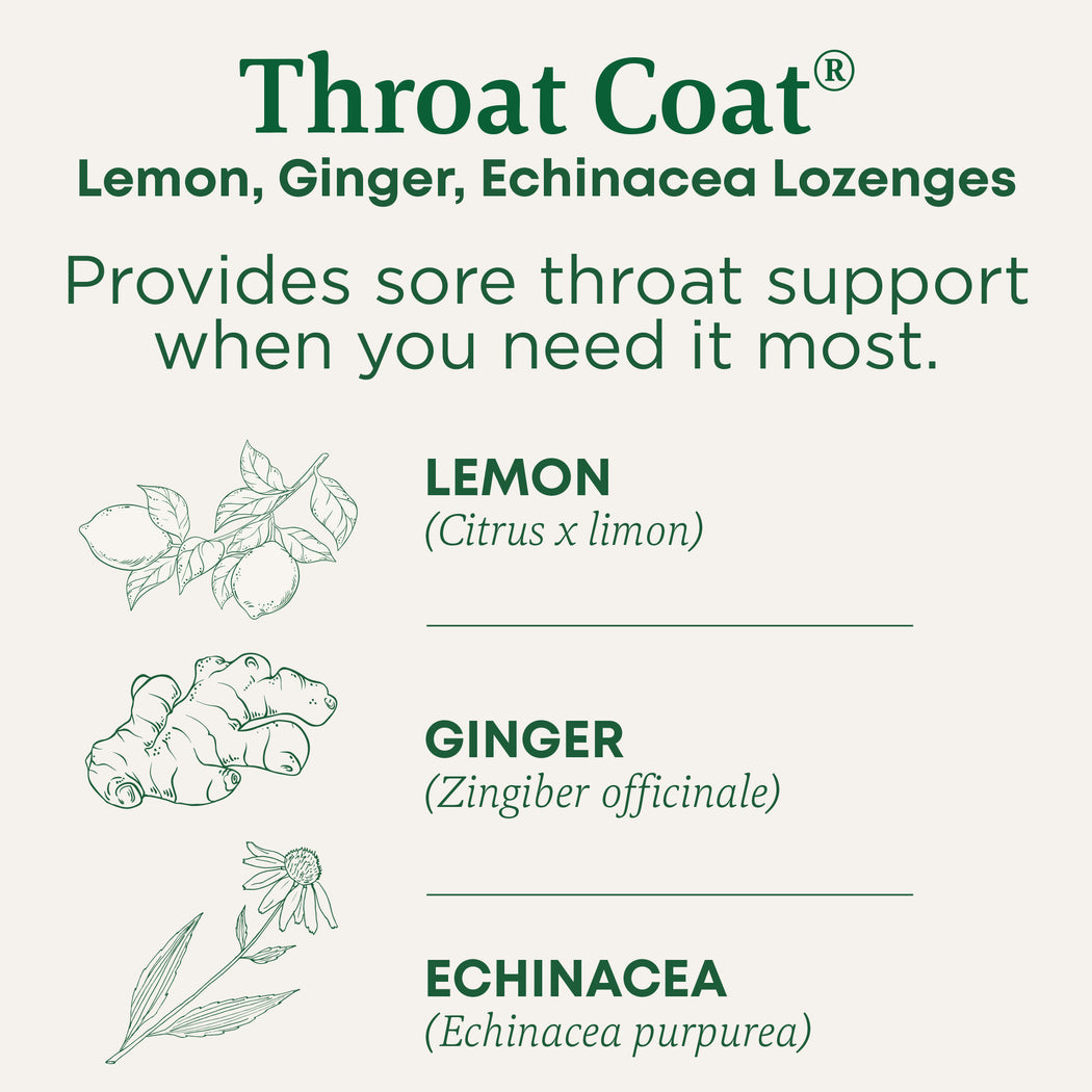 Throat Coat® Lemon Ginger Echinacea Lozenges, 30ct Traditional Medicinals