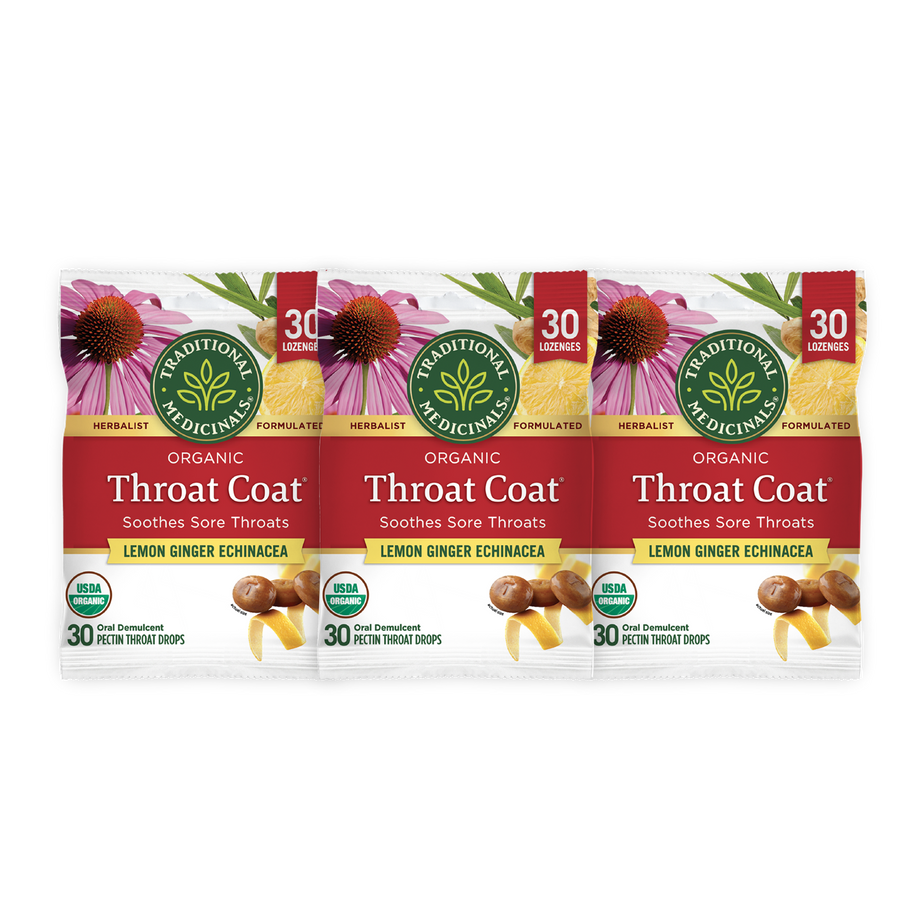 Throat Coat® Lemon Ginger Echinacea Lozenges, 30ct provide sore throat support with 30 organic pectin throat drops, crafted with an herbalist's expertise and enhanced by organic ginger extract. View 2