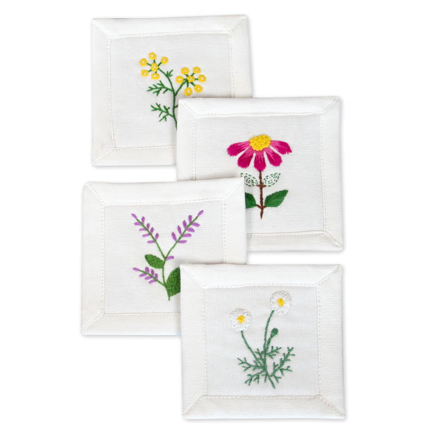 Handmade Herbal Flower Coasters (Set of 4)